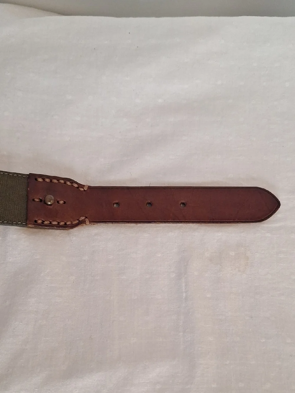 Polo Ralph Lauren Classic Briwn Leather & Olive Cavas On Leather Men's Belt